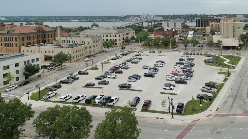 Rock Island Downtown Parking Lot Aerial View