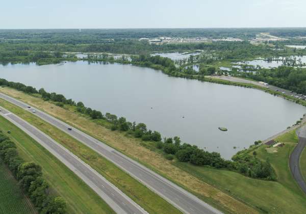 Thumbnail photo of Bally's Quad Cities Casino & Hotel Aerial View of Lake